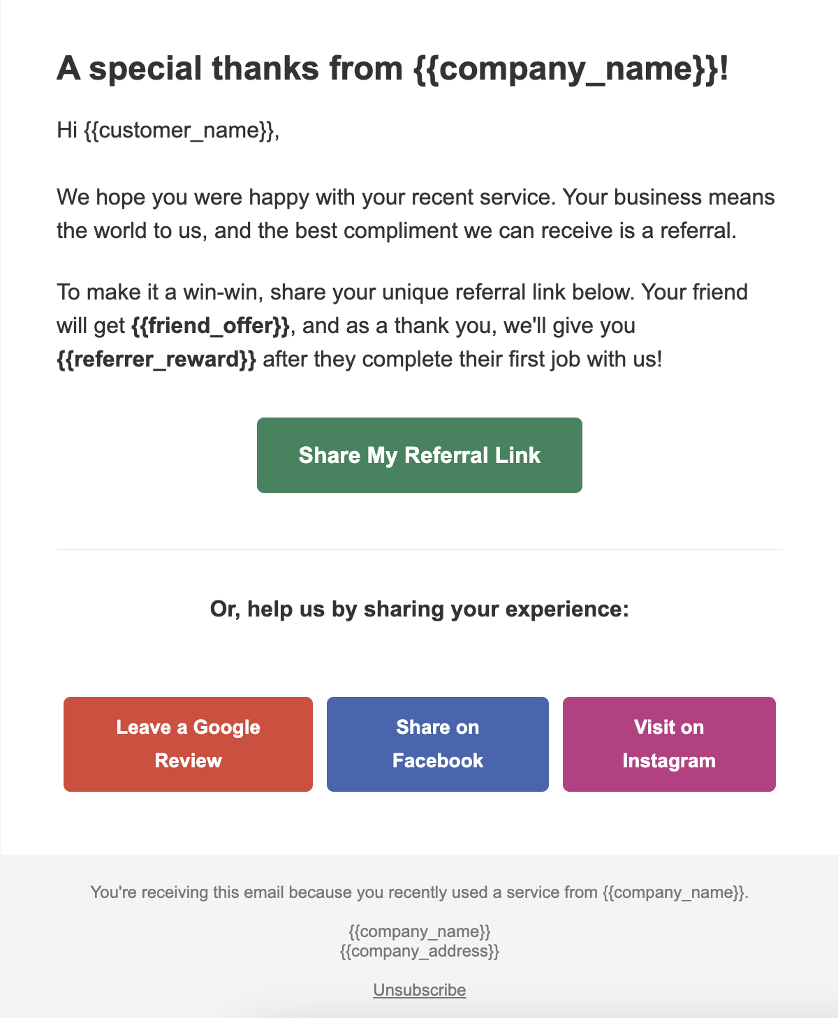 Email referral template example